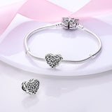 925 Sterling Silver Heart Charm for Bracelets Fine Jewlery Women Pendant