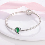 925 Sterling Silver Green Leaf Charm for Bracelets Fine Jewelry Women