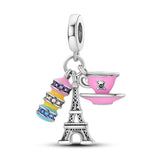925 Sterling Silver Macrons in Paris Charm for Bracelets Fine Jewelry Women Pendant