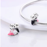925 Sterling Silver Bride and Groom Kiss Charm for Bracelets Fine Jewelry Women Pendant