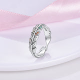 925 Sterling Silver Bohemian Feather Ring for Women Fine Jewelry Fashion Accessories