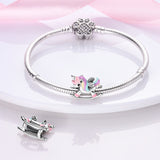 925 Sterling Silver Unicorn Rocker Charm for Bracelets Fine Jewelry Women Pendant Necklace