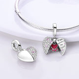 925 Sterling Silver Paw Prints on My Heart Charm for Bracelets Fine Jewelry Women Pendant