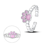 925 Sterling Silver Pink Paw Print Ring for Women Fine Jewelry Fashion Accessories