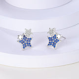 925 Sterling Silver Blue and White Stars Earrings for Women Fine Jewelry Fashion Accessory