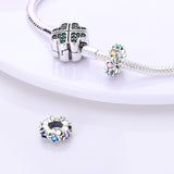 925 Sterling Sliver Rainbow Stars Stopper Charm for Bracelets Fine Jewelry Women Pendant Necklace