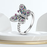 925 Sterling Silver Sparkling Butterfly Ring for Women Fine Jewelry Accessories