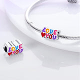 925 Sterling Silver Love You Charm for Bracelets Fine Jewelry Women Pendant