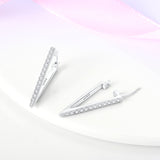 925 Sterling Silver Triangle Hoop Earrings for Women Fine Jewelry Women