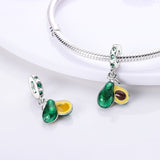 925 Sterling Silver Green Avocado Dangle Charm for Bracelets Fine Jewelry Women Pendant