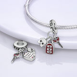 925 Sterling Silver Key Set Charm for Bracelets Fine Jewelry women Pendant
