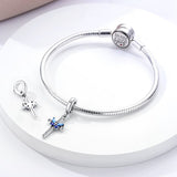 925 Sterling Silver Cross with Butterfly Charm for Bracelets Fine Jewelry Women Pendant