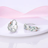 925 Sterling Silver Feather Hoop Earrings for Women Fine Jewelry