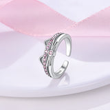 925 Sterling Silver Pink Cat Ring Gift for Women Fashion Accessory