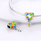 925 Sterling Silver Autism Heart Charm for Bracelets Fine Jewelry Women Pendant