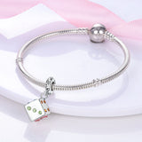 925 Sterling Silver Lucky Dice Charm for Bracelets Fine Jewelry Women Pendant