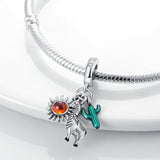925 Sterling Silver Sun Cactus Alpaca Charm for Bracelets Fine Jewelry Women Pendant Necklace