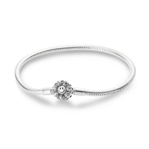 925 Sterling Silver Happy Sun Clasp Bracelet for Charms Fine Jewelry Women