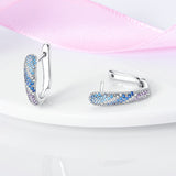 925 Sterling Silver Blue and Purple Hoop Earrings for Women Fine Jewelry