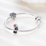 925 Sterling Silver Rainbow Clip Charm for Bracelets Fine Jewelry Women Pendant