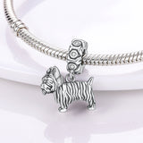 925 Sterling Silver Yorkie Charm for Bracelets Fine Jewelry Women Pendant Dog Yorkshire Terrier
