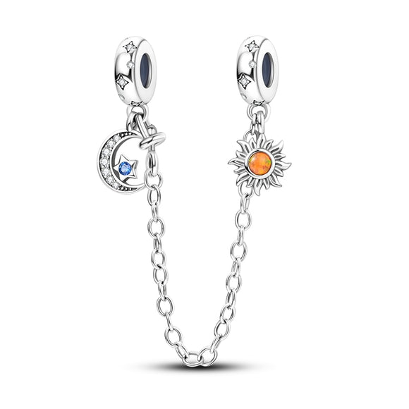 925 Sterling Silver Celestial Safety Chain Charm for Bracelets Fine Jewelry Women