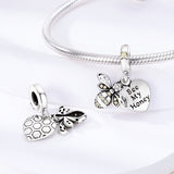925 Sterling Silver Bee My Honey Charm for Bracelets Fine Jewelry Women Pendant