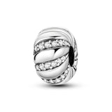 925 Sterling Silver White Sparkles Clip Charm for Bracelets Fine Jewelry Women Pendant