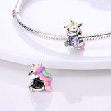 925 Sterling Silver Baby Unicorn Charm for Bracelets Fine Jewlery Women Pendant Necklace