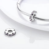 925 Sterling Silver Purple Floral Charm for Bracelets Fine Jewelry Women Pendant