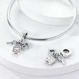 925 Sterling Silver Lock and Key Charm for Bracelets Fine Jewelry Women Pendant