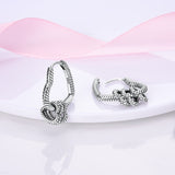 925 Sterling Silver Hearts in Hearts Hoop Earrings for Women Jewelry