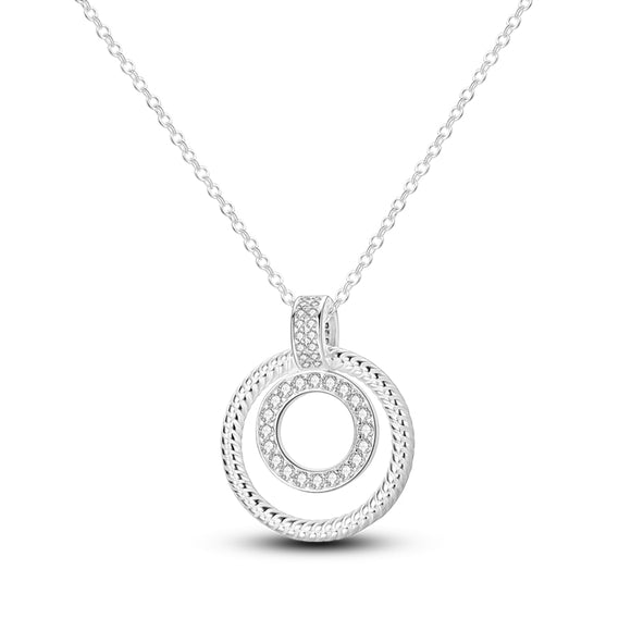 925 Sterling Silver White Sparkle Necklace Fine Jewelry Women Pendant
