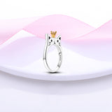 925 Sterling Silver Cat Ring Fine Jewelry Women Fashion Accessory