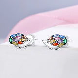 925 Sterling Silver Hedgehog Stud Earrings for Women Fine Jewelry Women Fashion Accessory