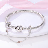 925 Sterling Silver Infinity Safety Chain Charm for Bracelets Fine Jewelry Women