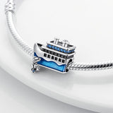 925 Sterling Silver Cruise Ship Charm for Bracelets Fine Jewelry Women Pendant