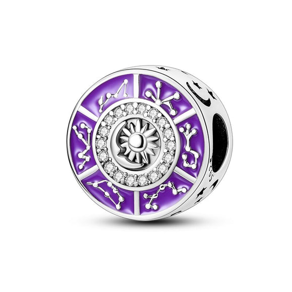 925 Sterling Silver Purple Consellations Charm for Bracelets Fine Jewelry Women Pendant Necklace