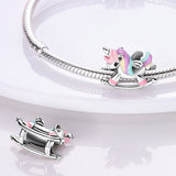 925 Sterling Silver Unicorn Rocker Charm for Bracelets Fine Jewelry Women Pendant Necklace