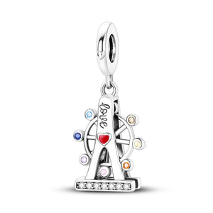 925 Sterling Silver Carousel Charm for Bracelets Fine Jewelry Women Pendant