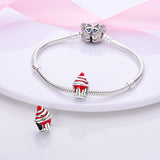 925 Sterling Silver Strawberry Sundae Charm for Bracelets Fine Jewelry Women Pendant