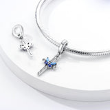 925 Sterling Silver Cross with Butterfly Charm for Bracelets Fine Jewelry Women Pendant