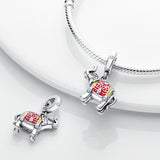 925 Sterling Silver Indian Elephant Charm for Bracelets Fine Jewelry Women Pendant