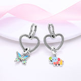 925 Sterling Silver Double Heart Hoop Earrings Fine Jewelry Women Fashion Accessory