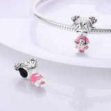 925 Sterling Silver Little Girl with Cat Charm for Bracelets Fine Jewelry Women Pendant