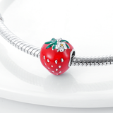 925 Sterling Silver Strawberry Charm for Bracelets Fine Jewelry Women Fruit