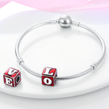 925 Sterling Silver Love Letter Block Charm for Bracelets Fine Jewelry Women