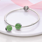 925 Sterling Silver Green Trinity Knots Charm for Bracelets Fine Jewelry Women Pendant Necklace