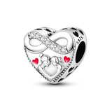 925 Sterling Silver Mother and Daughter Charm for Bracelets Fine Jewelry Women Pendant