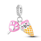 925 Sterling Silver Kitty Cat Cone Charm for Bracelets Fine Jewelry Women Pendant